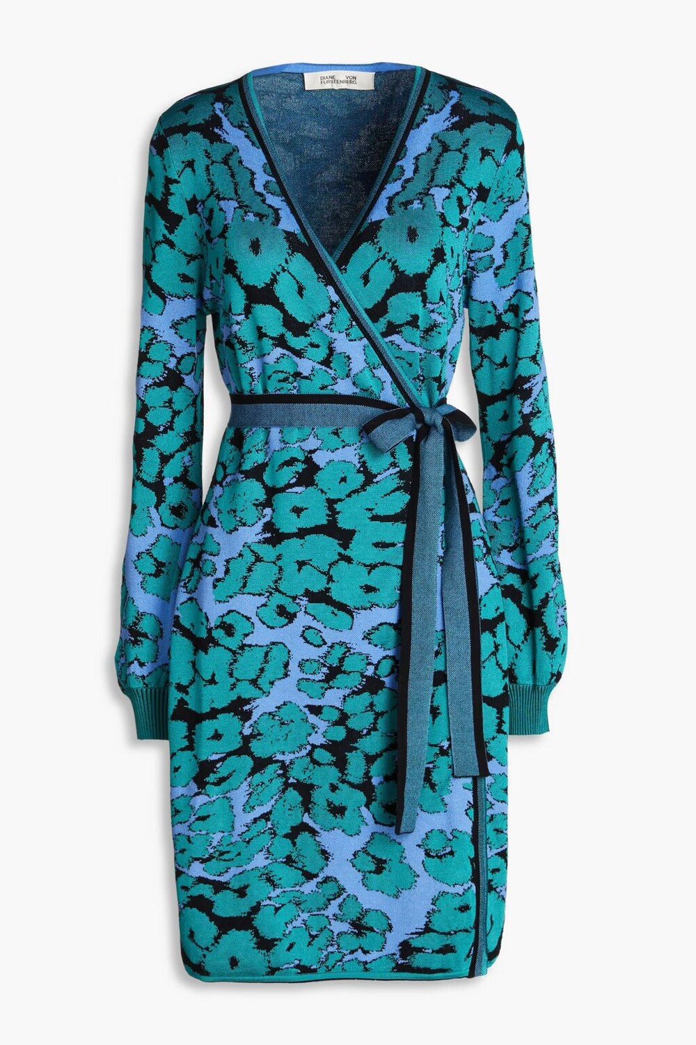

Платье с запахом металлизированной жаккардовой вязки Diane Von Furstenberg, бирюзовый