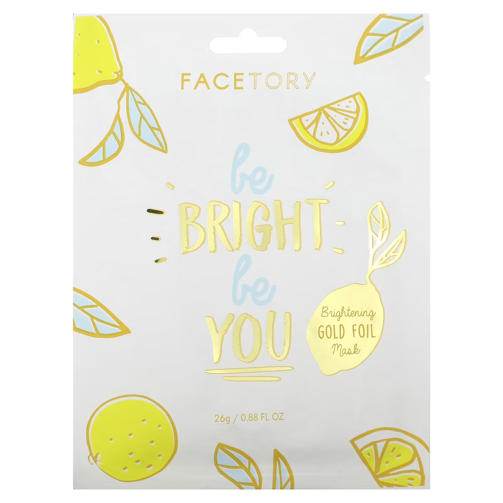 цена Осветляющая косметическая маска FaceTory Be Bright Be You с золотой фольгой, 26 гр.