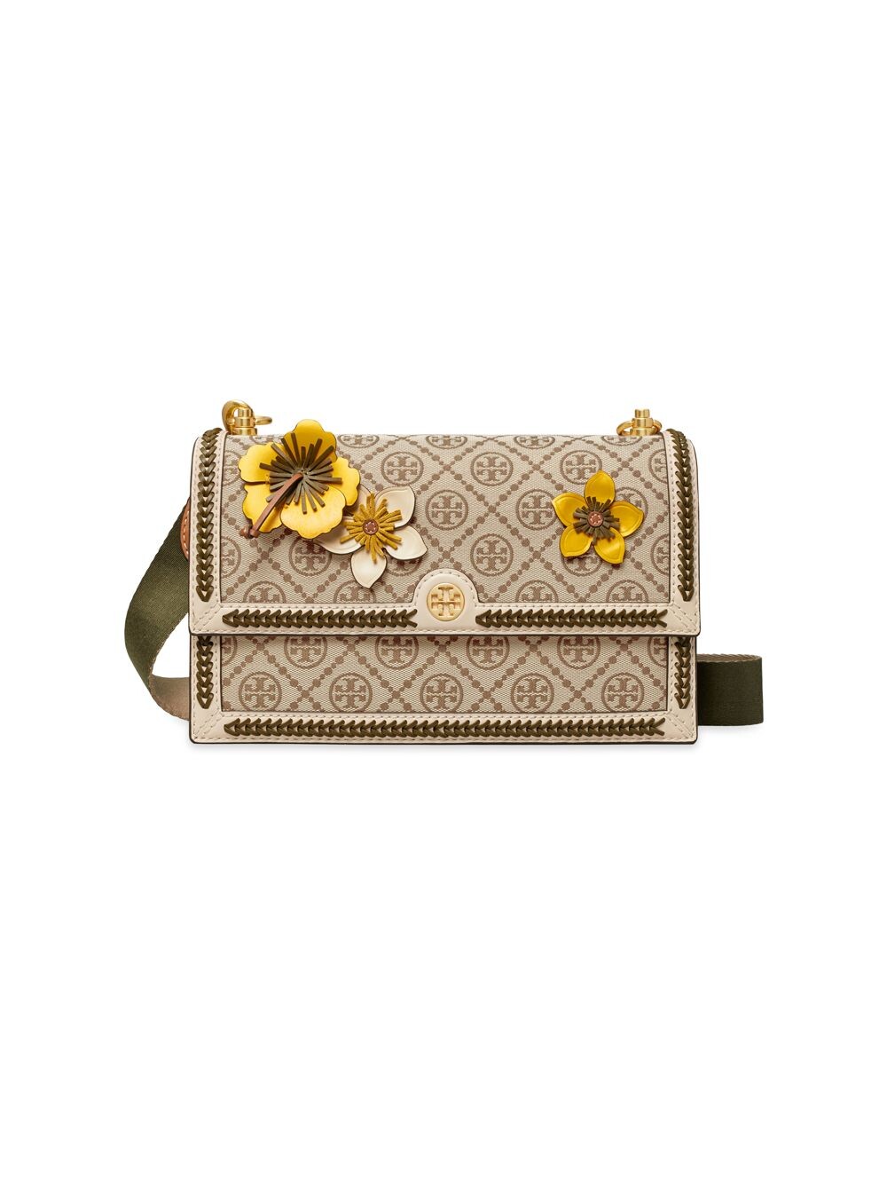 

Плетеная сумка через плечо T Monogram с цветочным принтом Tory Burch