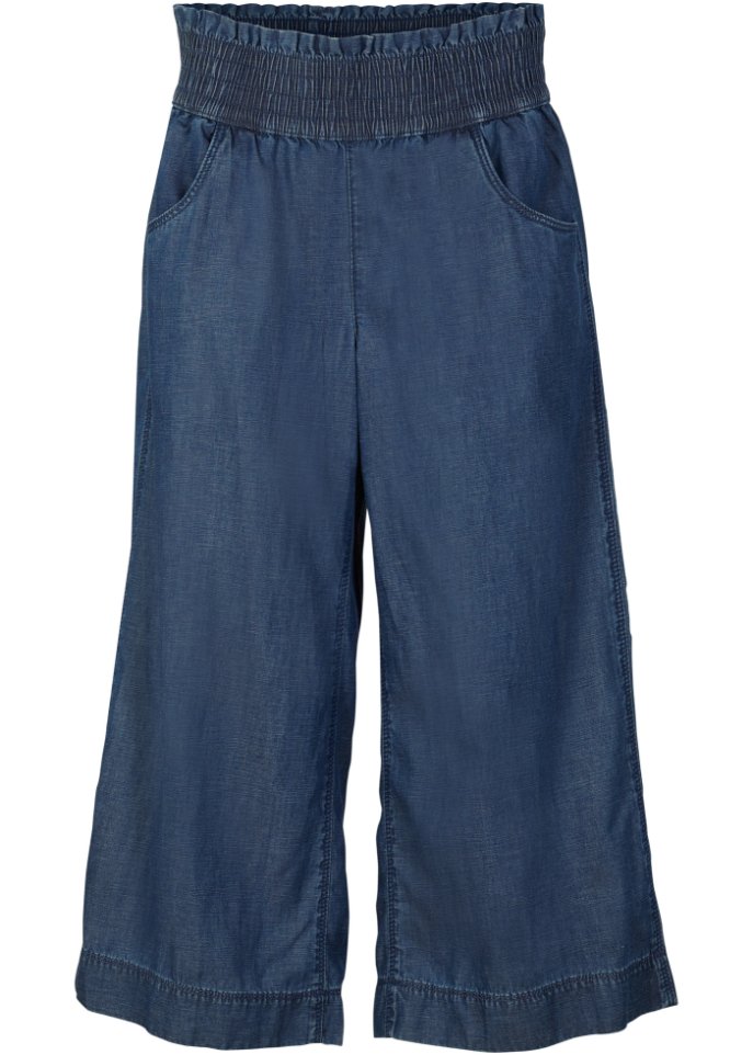 Легкие летние брюки-кюлоты с широким удобным поясом Bpc Bonprix Collection, синий