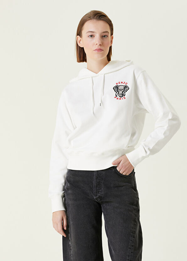 

Толстовка с капюшоном и вышивкой «Слон» Kenzo, белый