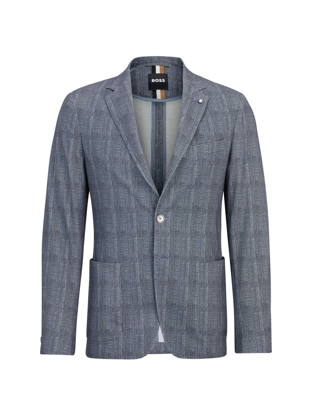 

Куртка Slim-Fit из эластичного хлопка в клетку BOSS, синий