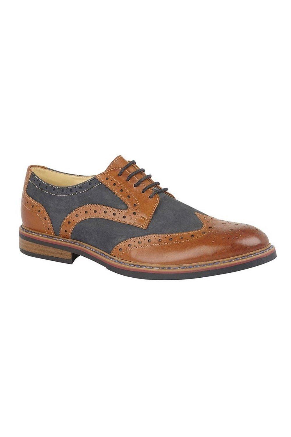 Туфли из нубука со шнуровкой и броговами с глазами Roamers, коричневый мужские кожаные деловые туфли на шнуровке для офиса зеленый