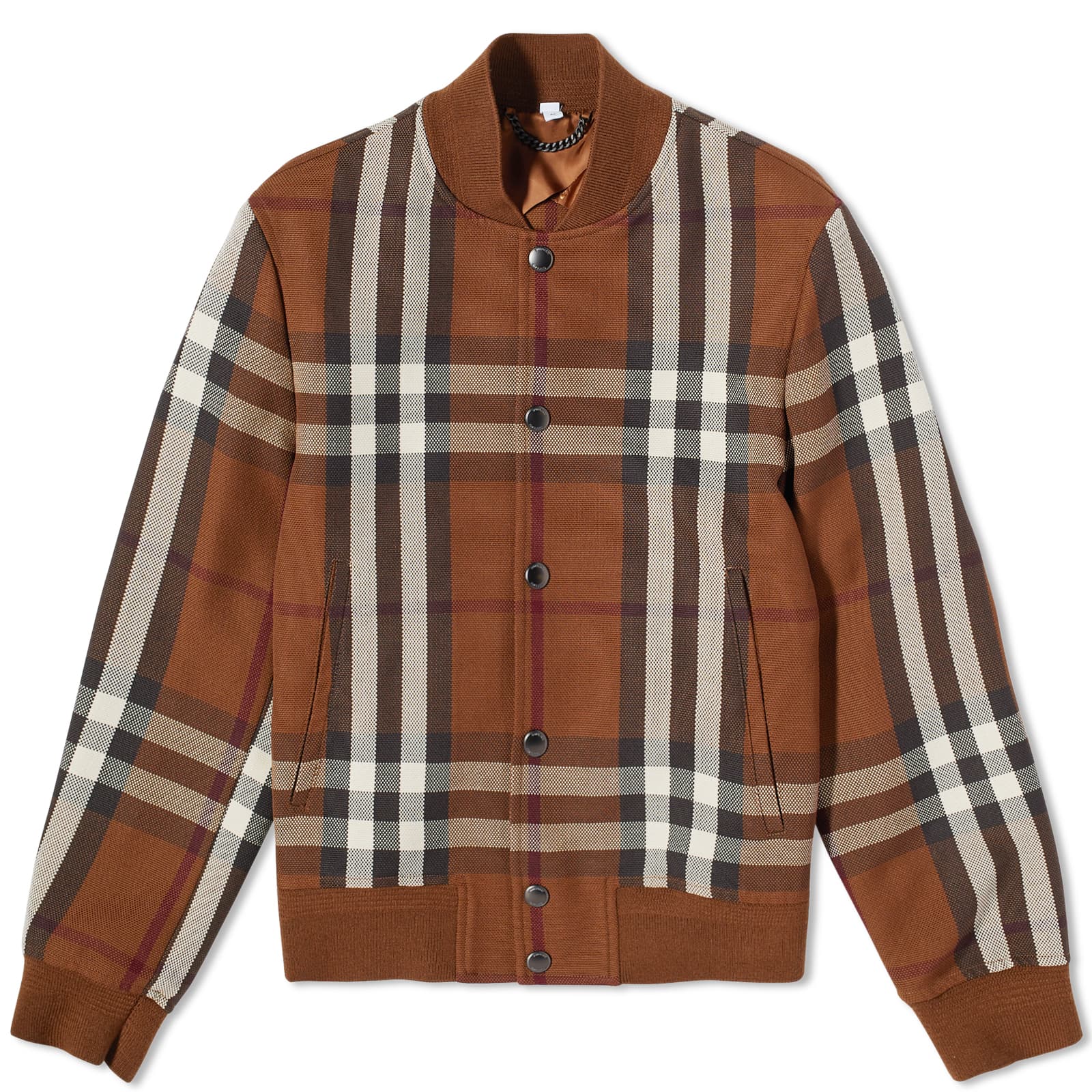 коричневая двусторонняя куртка в клетку burberry Куртка Burberry Landon Check Bomber, цвет Dark Birch Brown
