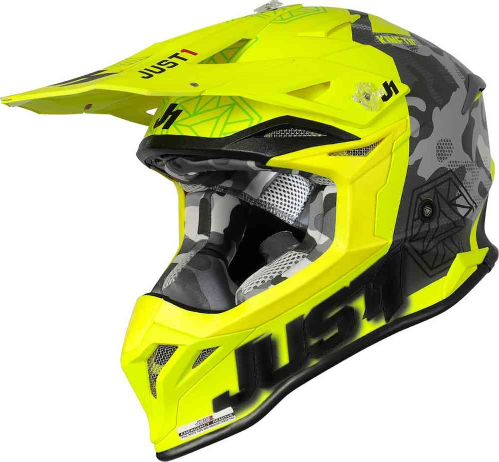 J39 Кинетический шлем для мотокросса Just1, желтый/черный фото