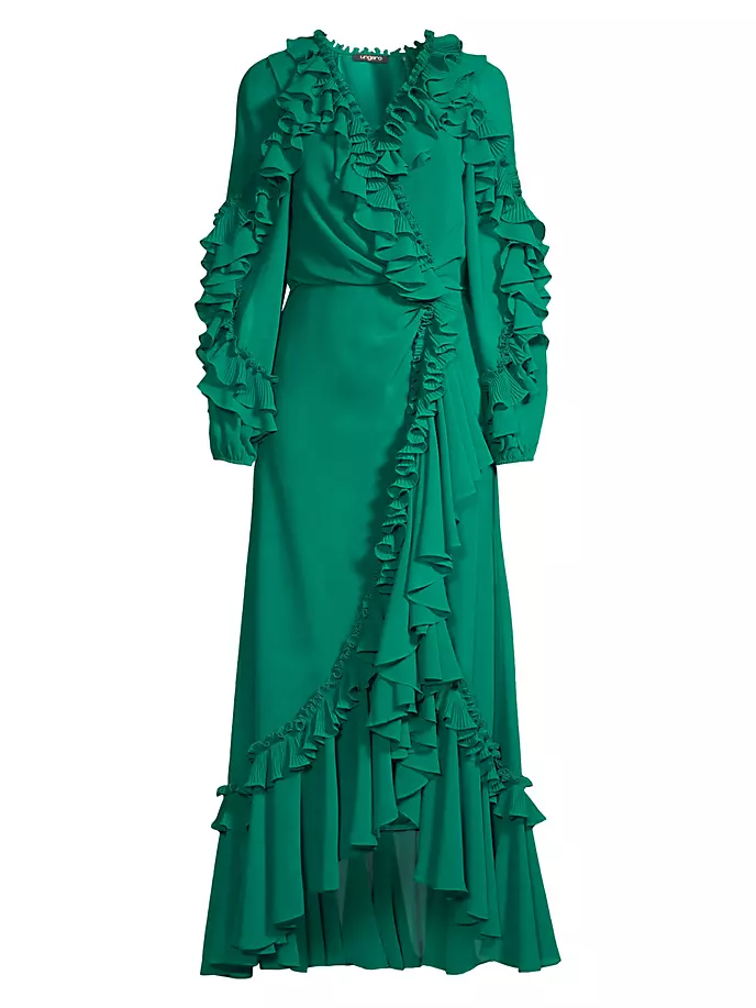 

Платье макси Leah с рюшами и длинными рукавами Ungaro, цвет evergreen