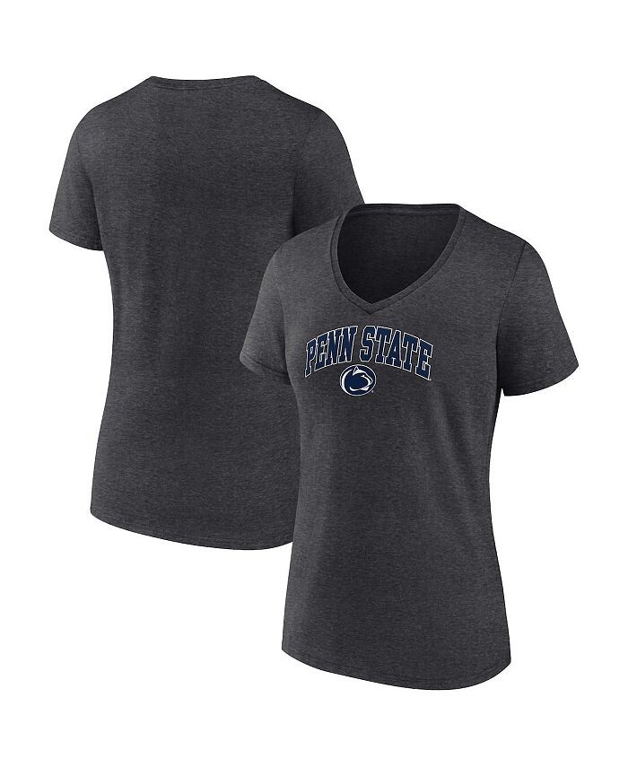 

Женская футболка с v-образным вырезом и фирменным логотипом Heather Charcoal Penn State Nittany Lions Evergreen Campus Fanatics, серый