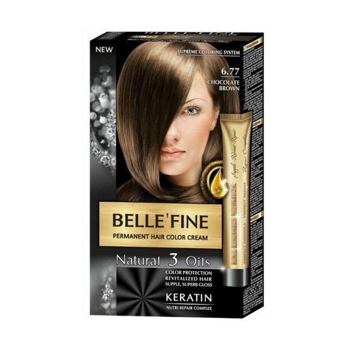 Краска для волос Tinte Capilar Keratin Bellefine, 6.77 Chocolate Brown