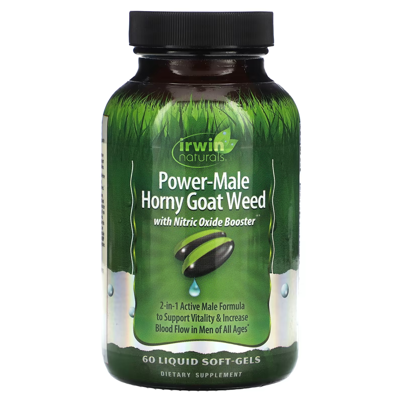 Пищевая добавка Irwin Naturals Power-Male Horny Goat Weed с усилителем оксида азота, 60 мягких капсул irwin naturals l аргинин horny goat weed 75 желатиновых капсул