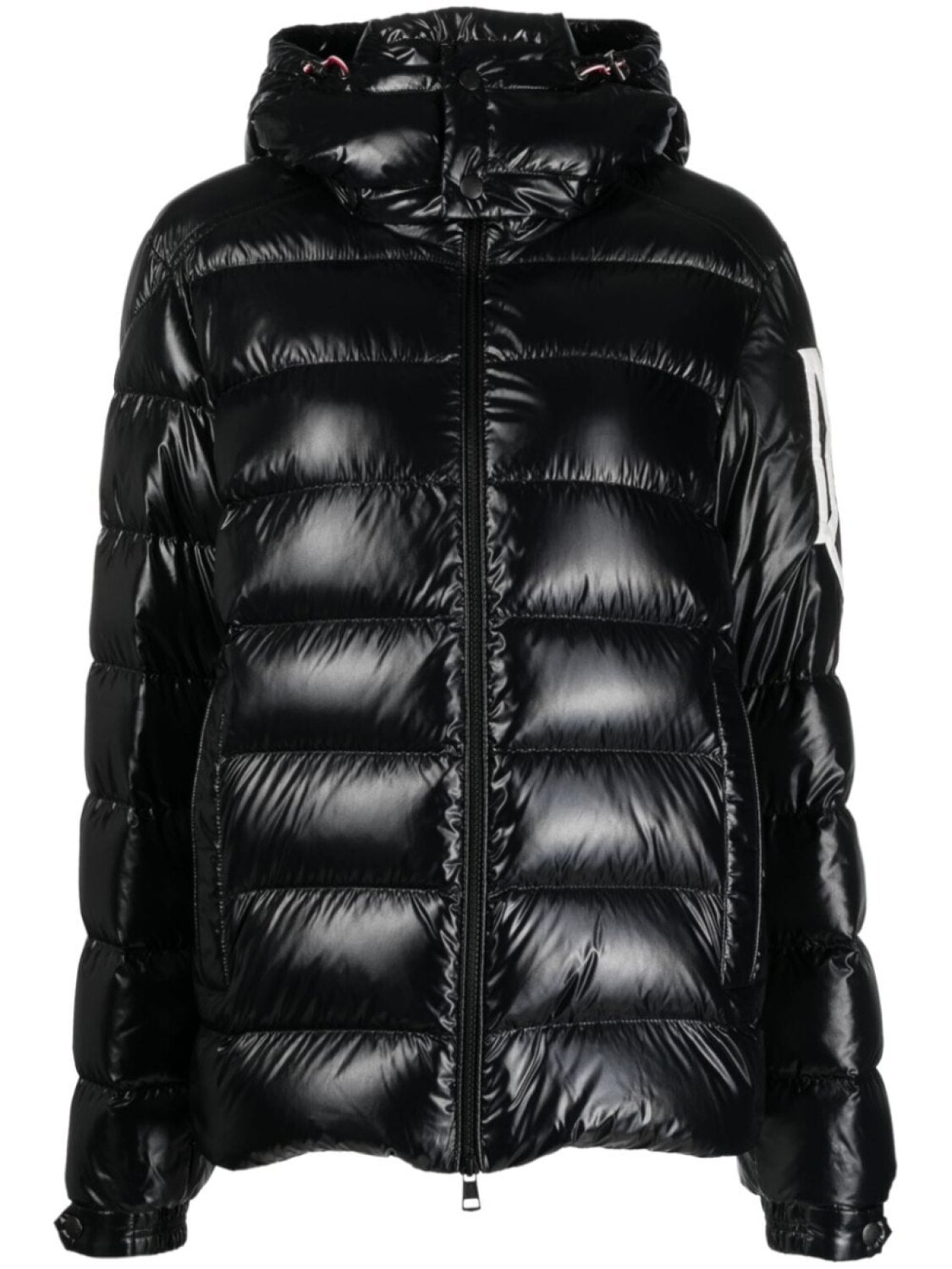 

Moncler пуховик с нашивкой-логотипом Saulx, черный