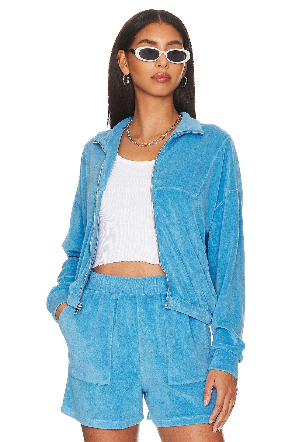 

Толстовка MONROW Terry Cloth Track Zip Up, цвет Sky Blue