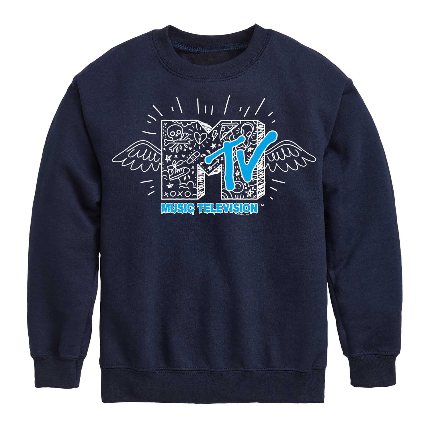 Толстовка с рисунком MTV и логотипом MTV для мальчиков 8–20 лет Licensed Character, синий футболка с логотипом mtv i want my mtv est 1981 для мальчиков 8–20 лет licensed character