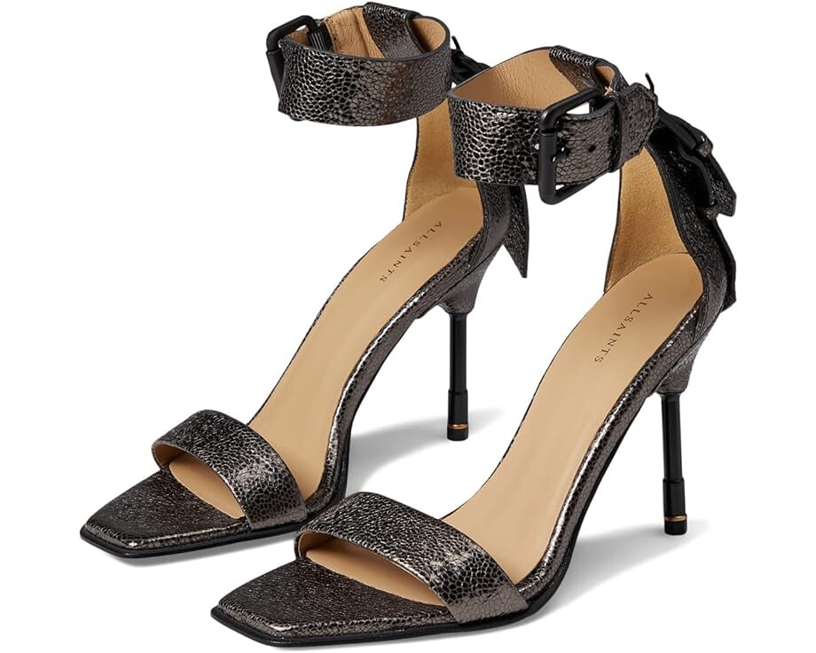 цена Туфли AllSaints Noir Shimmer Sandal, цвет Gunmetal Grey