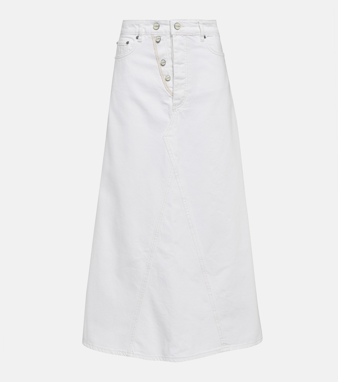 Джинсовая юбка макси GANNI, белый 30040