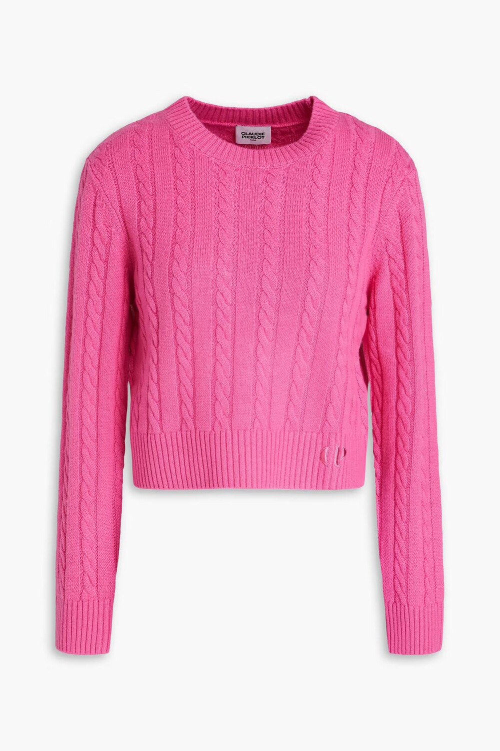 

Укороченный свитер косой вязки из смеси шерсти и кашемира Claudie Pierlot, цвет Bubblegum