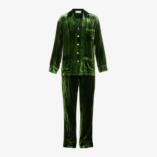 Пижамный комплект Yves стандартного кроя из вискозы и смесового шелка Olivia Von Halle, зеленый