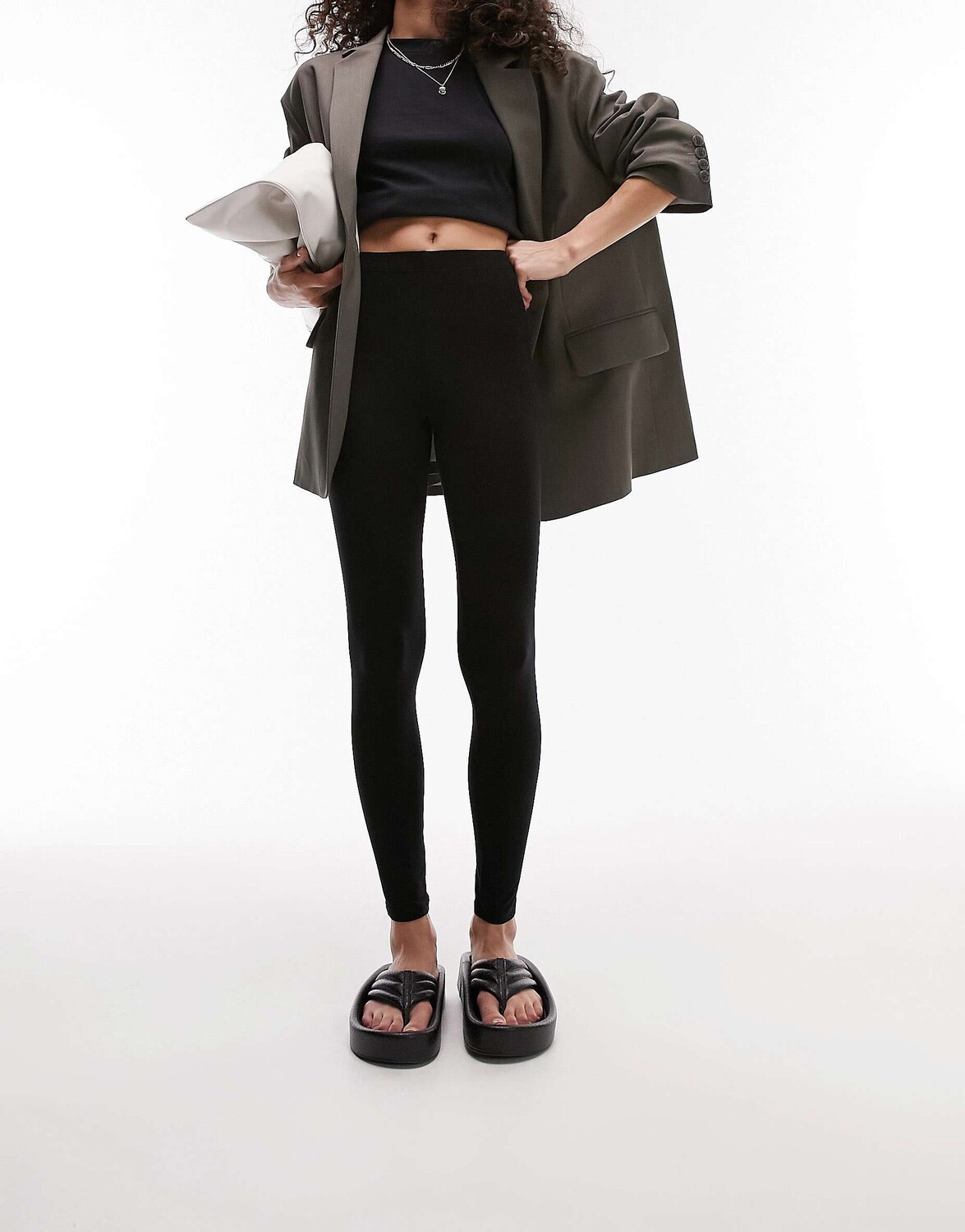 

Черные базовые леггинсы длиной до щиколотки Topshop