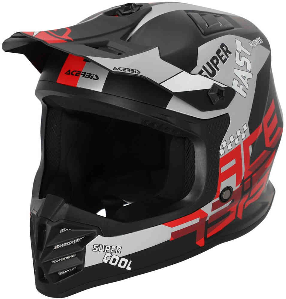 Профильный молодежный шлем для мотокросса Acerbis, черный матовый/красный венто джет шлем acerbis синий
