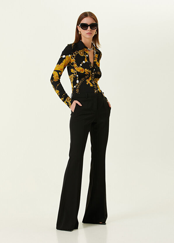 

Черные шерстяные брюки-клеш Versace, Черный