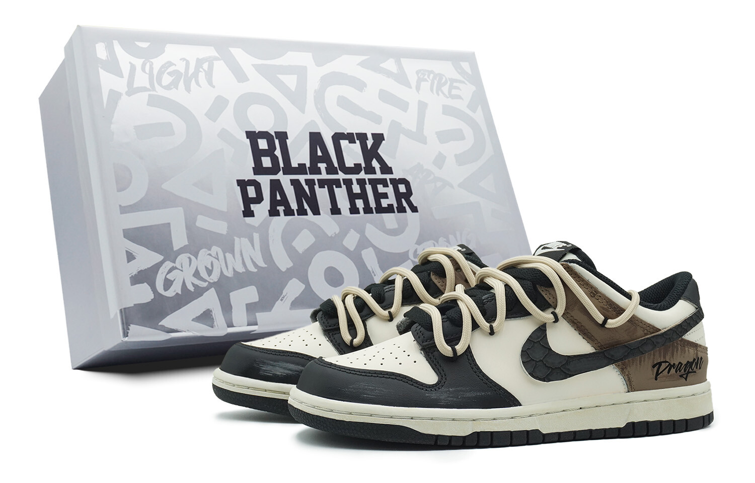 

Кроссовки Nike Dunk Skateboarding Shoes Women's Low-top Black/White/Brown, черный