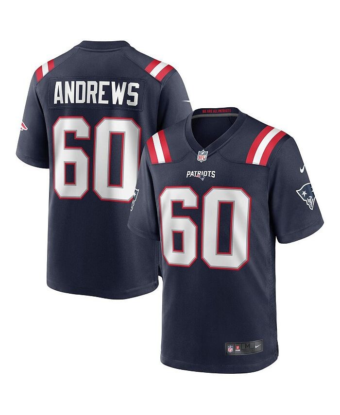 

Мужская игровая майка Дэвида Эндрюса темно-синего цвета New England Patriots Nike, синий