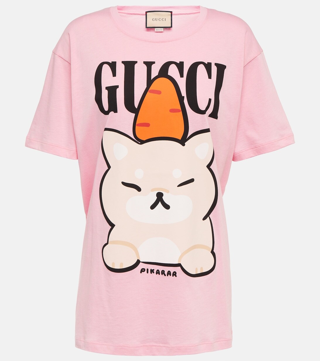 

Хлопковая футболка с принтом Gucci, розовый
