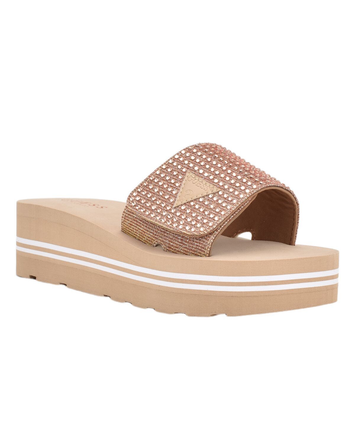 

Женские шлепанцы Abet с открытым носком на платформе и стразами GUESS, розовый