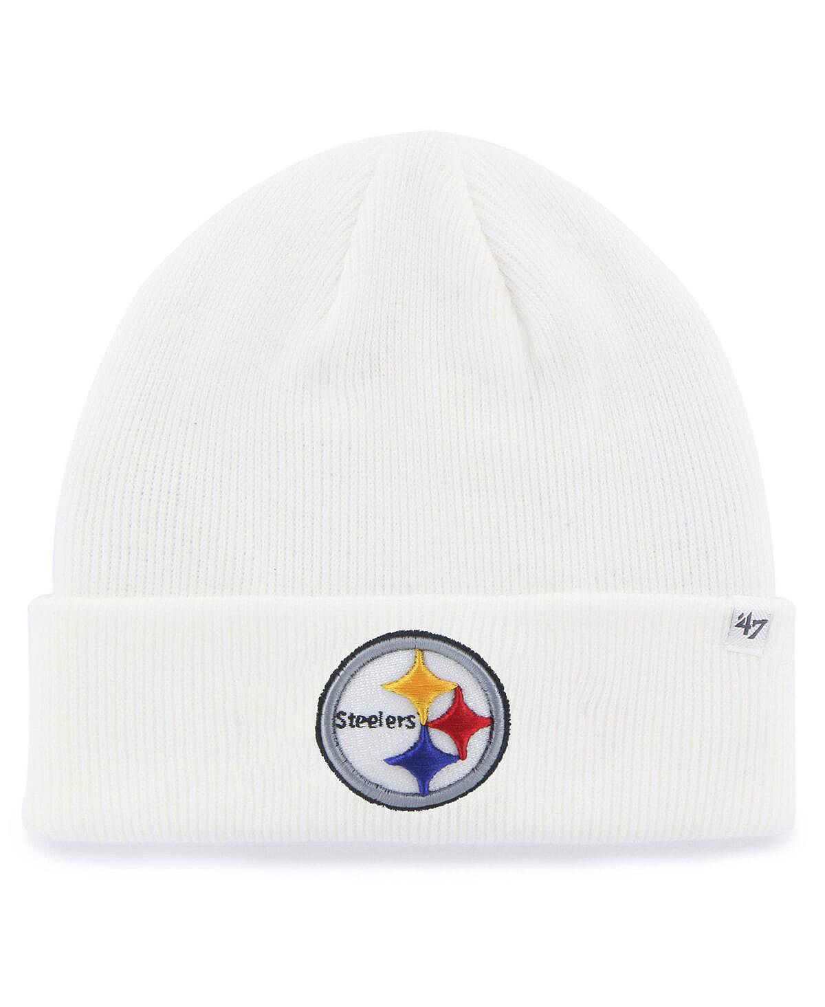 Мужская белая базовая вязаная шапка Pittsburgh Steelers среднего размера с манжетами '47 Brand мужская базовая вязаная шапка с манжетами 47 baltimore ravens среднего размера фиолетового цвета 47 brand