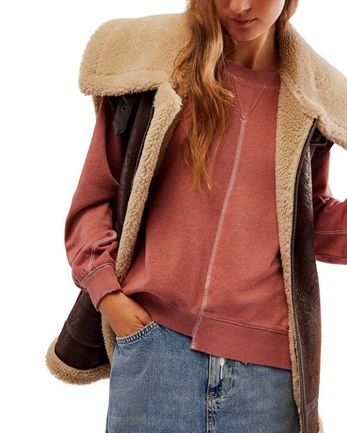 

Хлопковая толстовка с напуском и круглым вырезом Free People, цвет Red