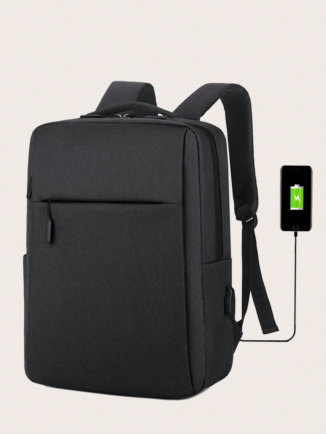 Модный мужской однотонный рюкзак для ноутбука, черный