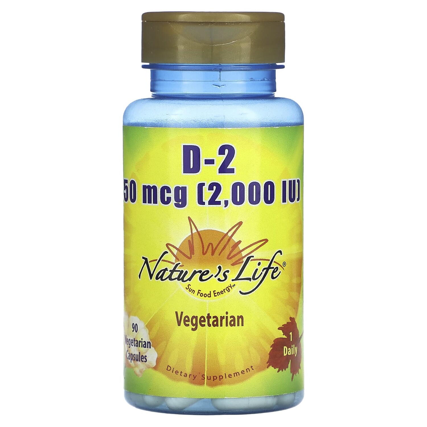 

Витамин D2, 50 мкг (2000 МЕ), 90 вегетарианских капсул, Nature's Life