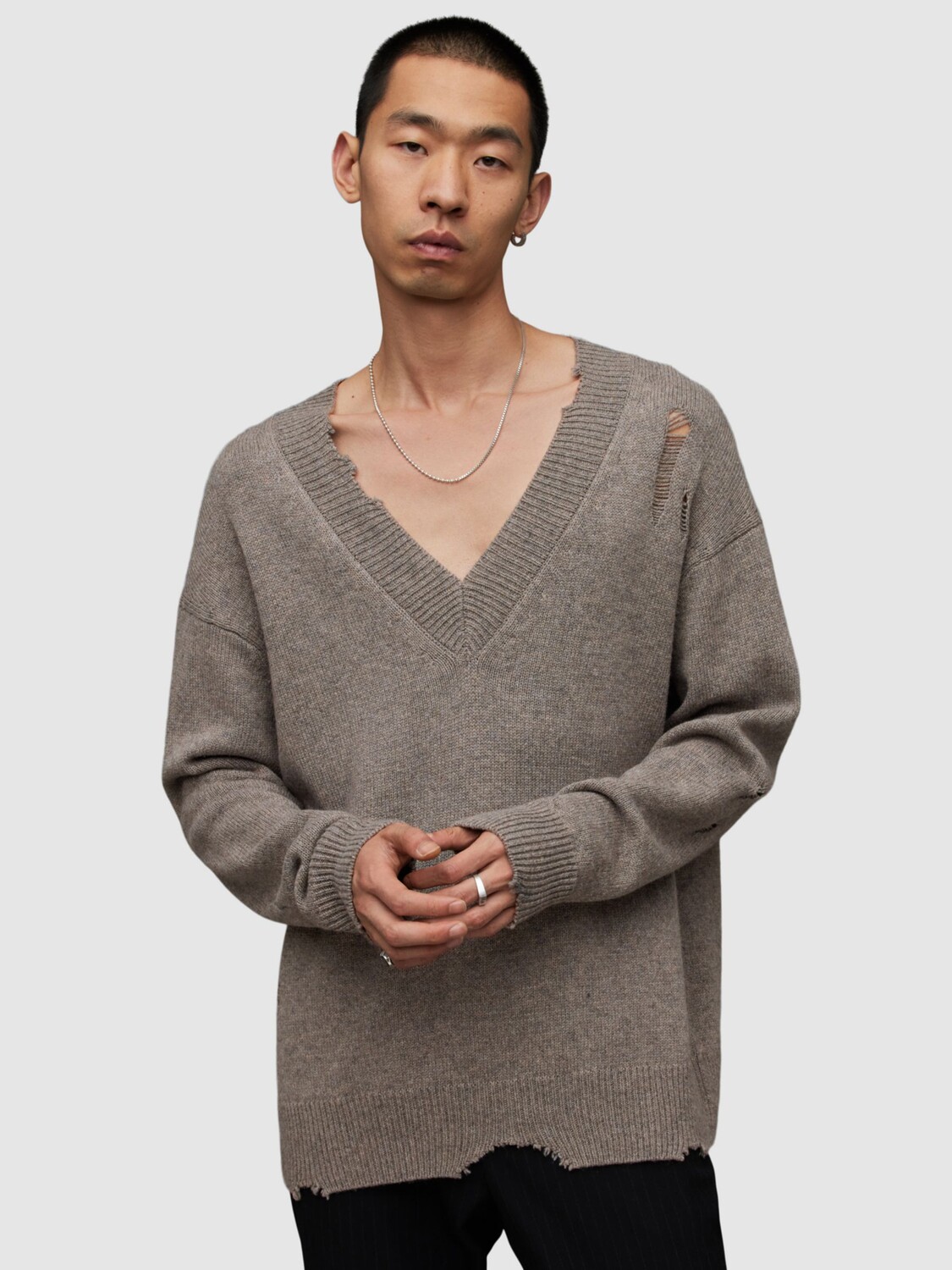 

Джемпер с круглым вырезом Vicious Oversize AllSaints, коричневый