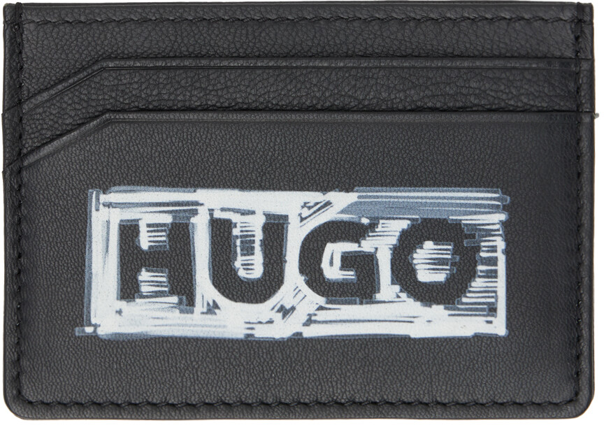 

Черная визитница с принтом Hugo
