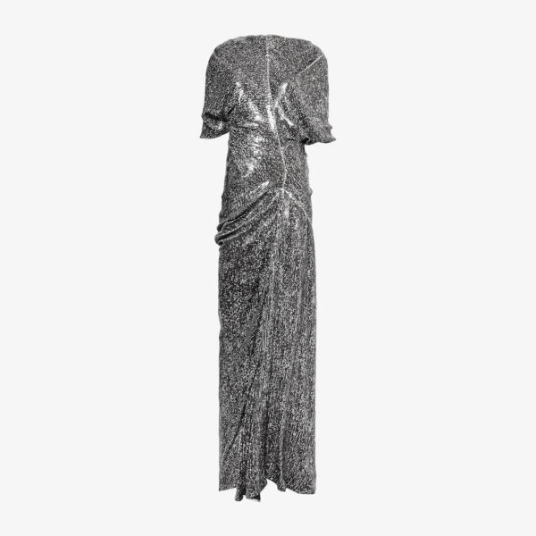 

Платье макси с драпировкой и пайетками Dare Dries Van Noten, серый
