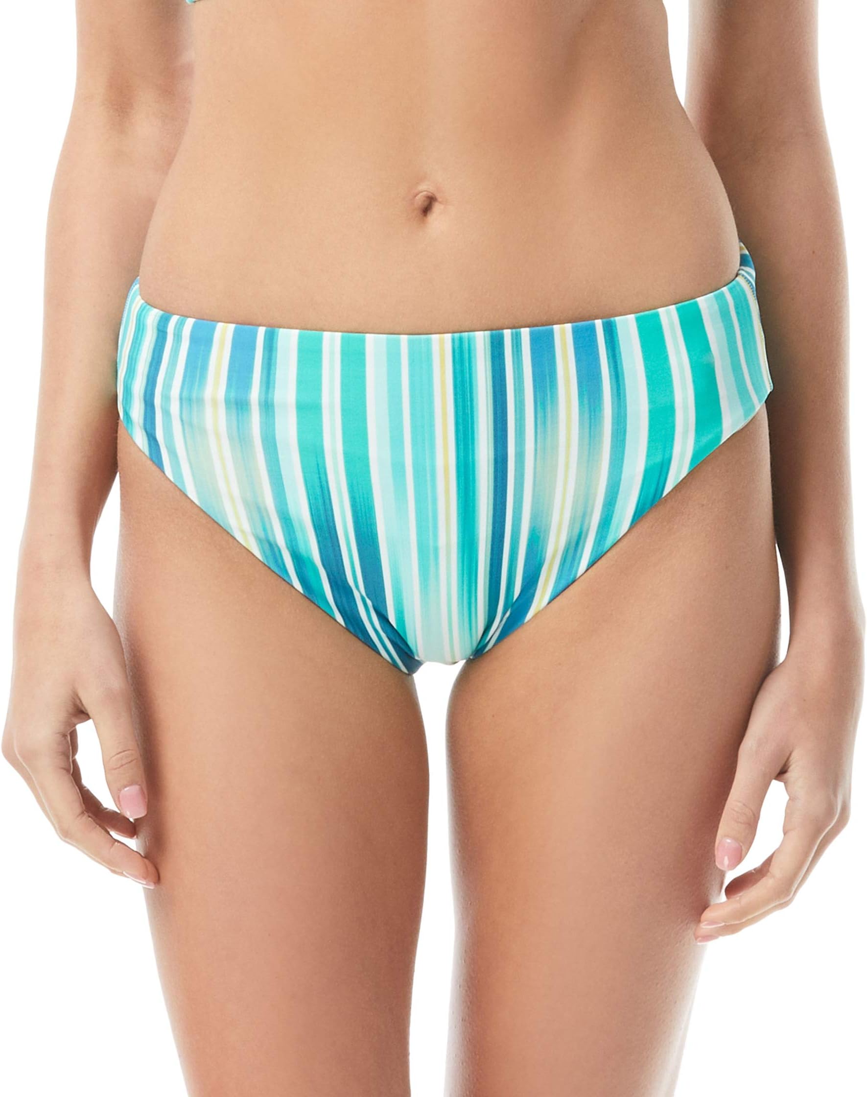 

Низ бикини Vince Camuto Mediterranean Sea Stripe Reversible High Leg Bikini Bottoms, цвет Azure