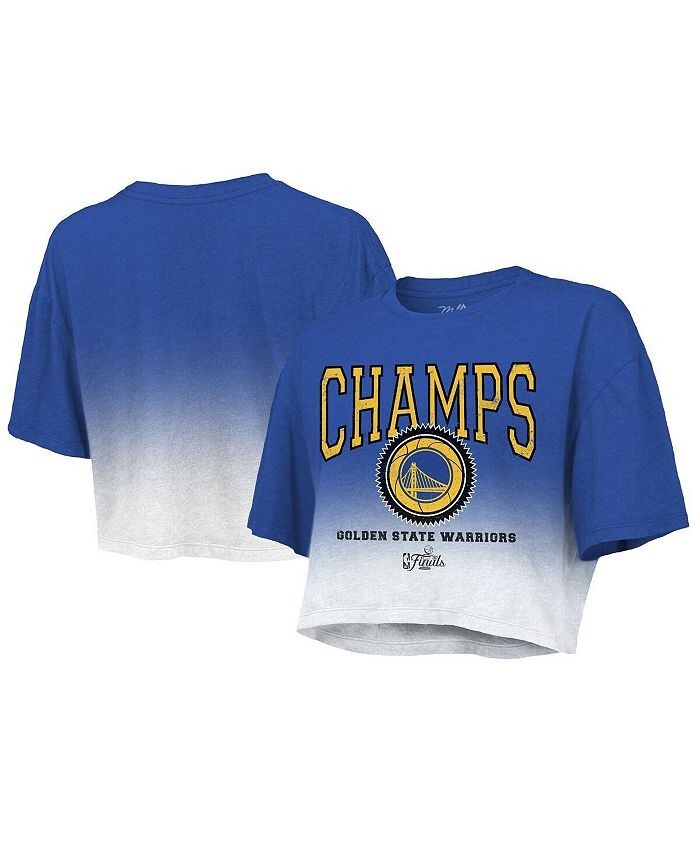 

Женская укороченная футболка свободного кроя Royal Golden State Warriors 2022 NBA Finals Champions Dip Dye Majestic, синий