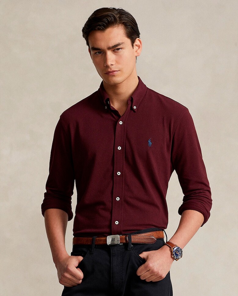 

Мужская хлопковая рубашка стандартного кроя Polo Ralph Lauren, гранатовый