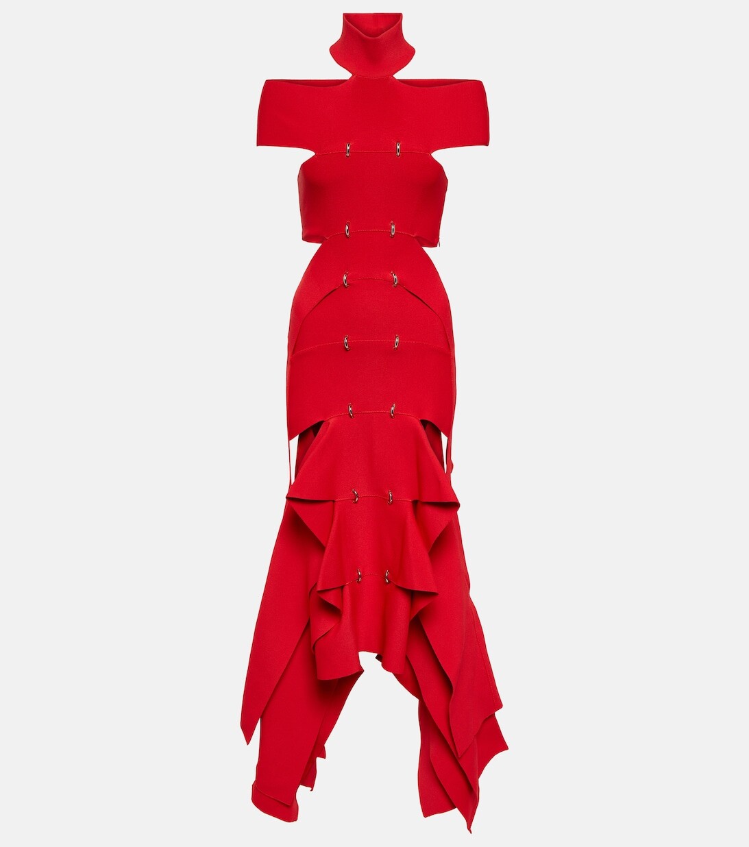 

Платье с вырезами и открытыми плечами ALEXANDER MCQUEEN, красный
