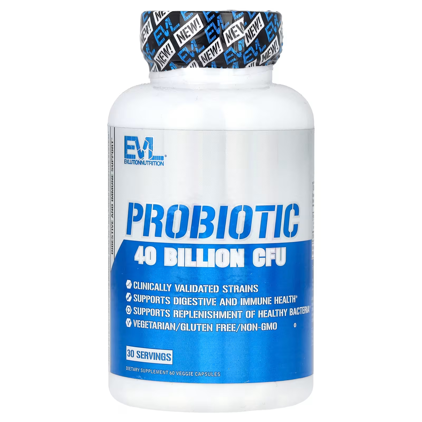 Пробиотик EVLution Nutrition, 40 миллиардов КОЕ, 60 растительных капсул (20 миллиардов КОЕ на капсулу) amazing nutrition amazing flora пробиотик 50 миллиардов 60 растительных капсул