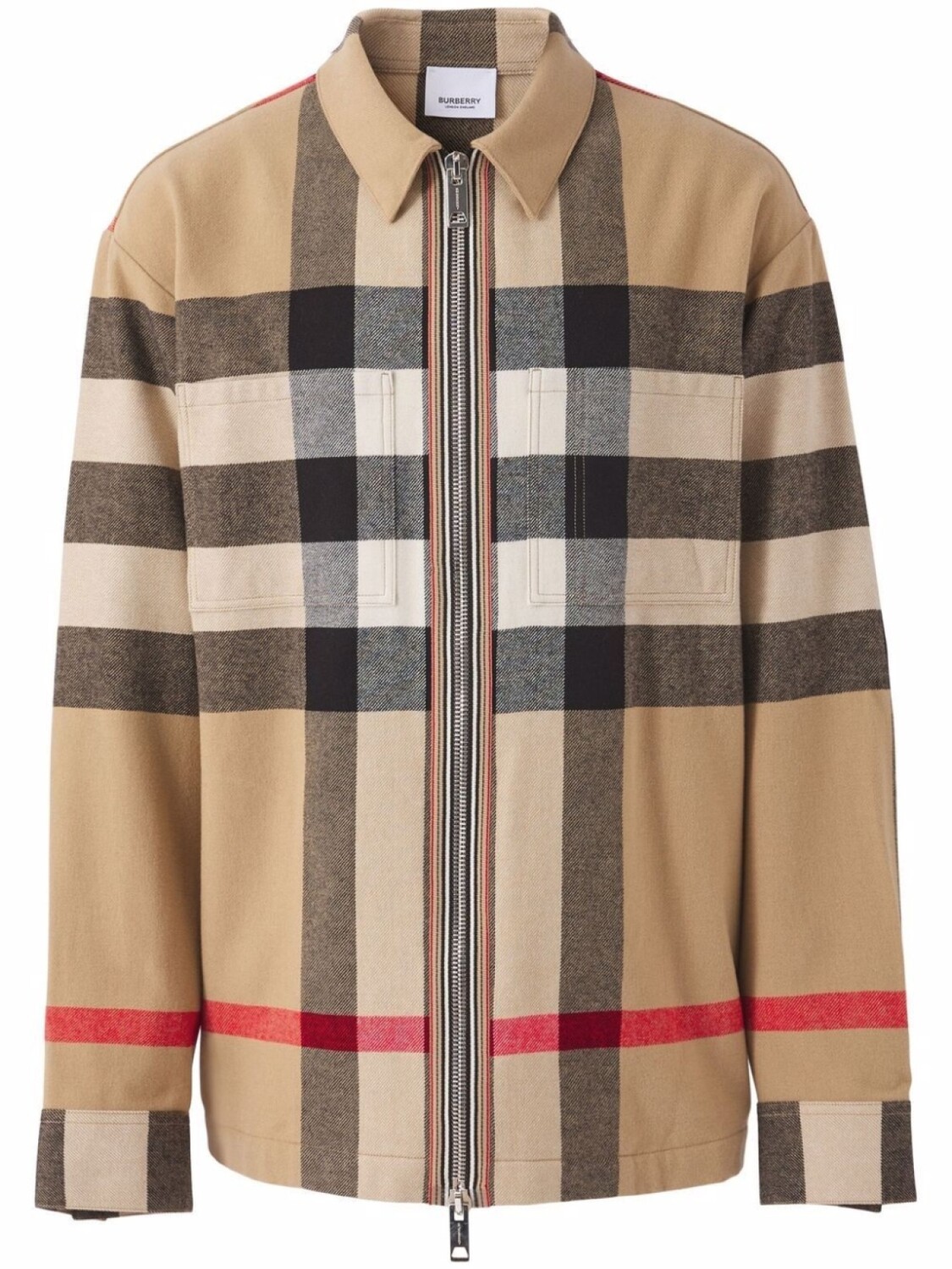 

Burberry клетчатая рубашка на молнии, коричневый