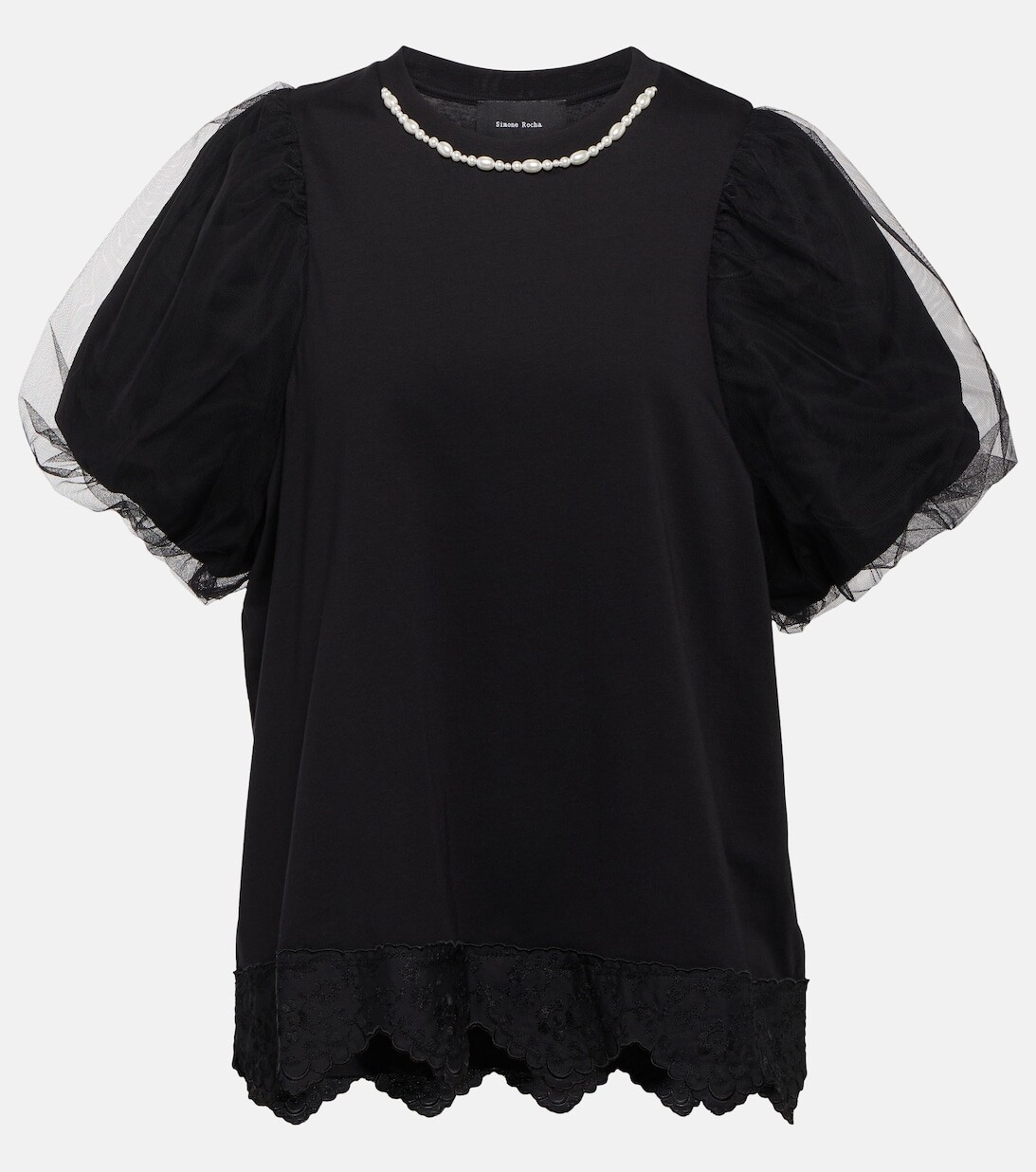 

Украшенная хлопковая футболка SIMONE ROCHA, черный