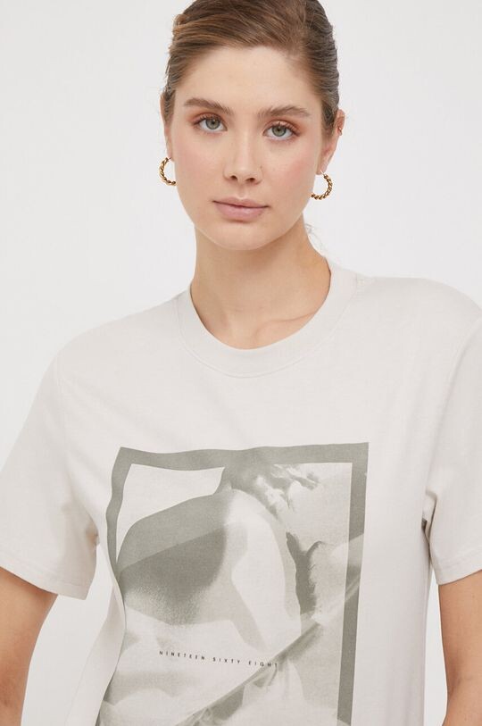 

Хлопковая футболка Calvin Klein, бежевый