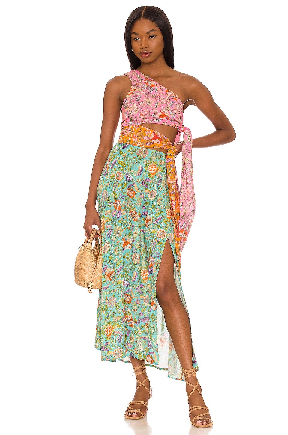 

Платье миди Love the Label One Shoulder, цвет Botanical Print