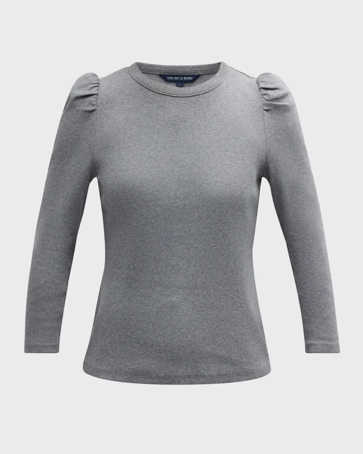 

Вязаный топ Britney с пышными рукавами Veronica Beard, цвет Medium Heather Grey