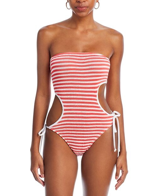 

Полосатый купальник Seadream Maillot с завязками по бокам Cleonie, цвет Orange