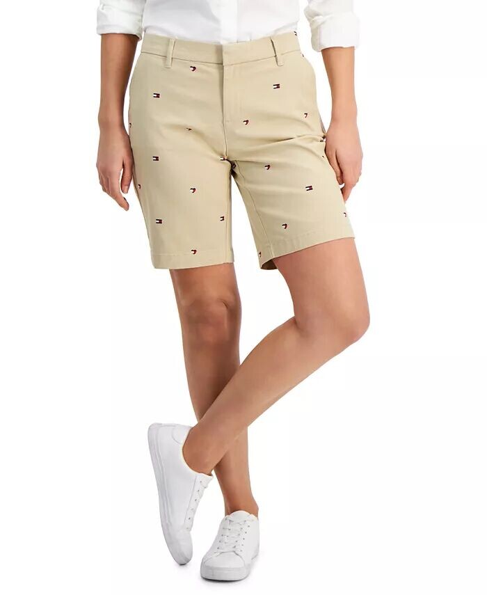 

Женские хлопковые шорты-бермуды шириной 9 дюймов Tommy Hilfiger, коричневый