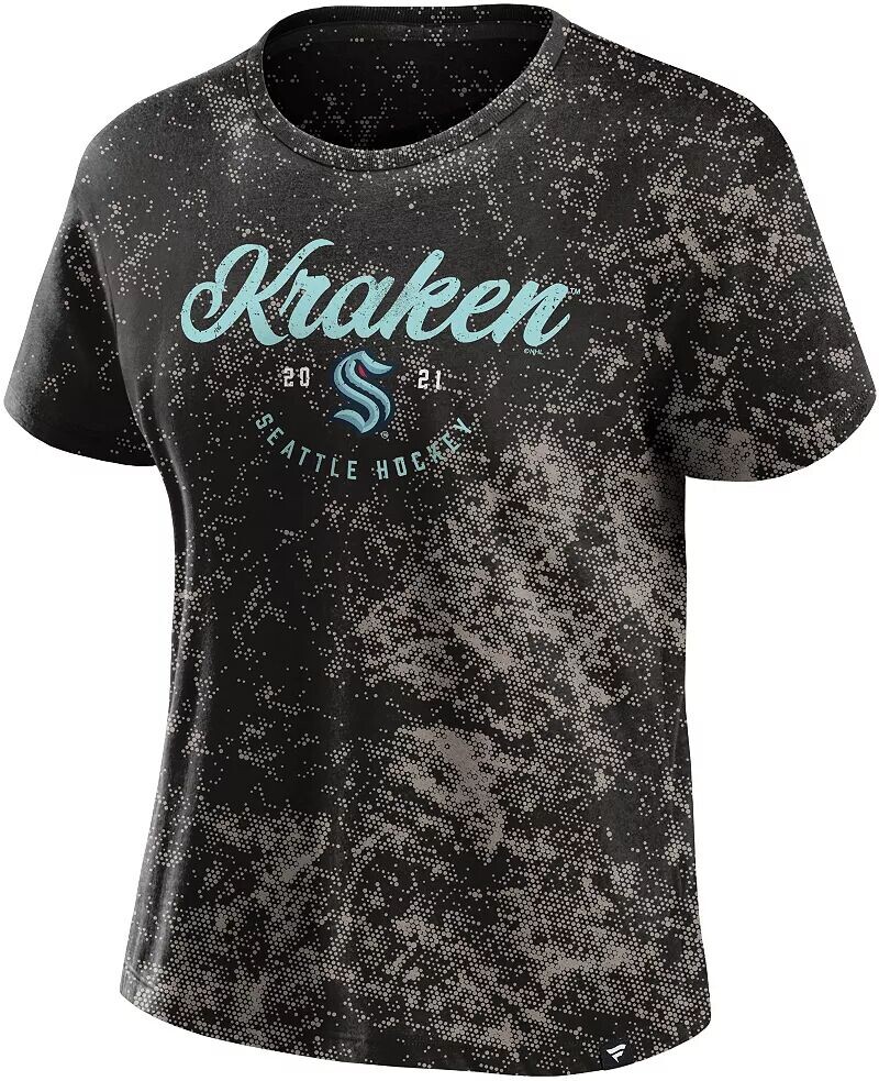 

Женская черная футболка НХЛ Seattle Kraken Bleach Dye