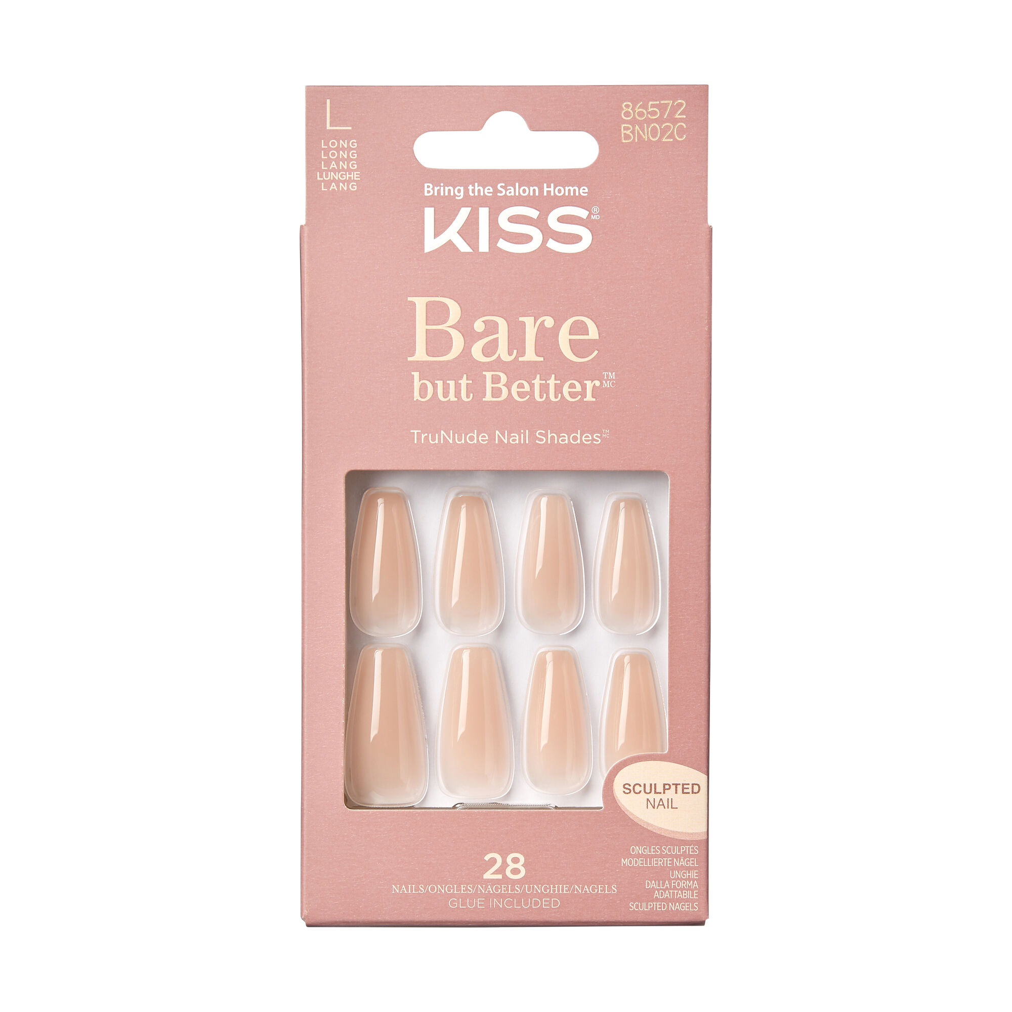 самоклеящиеся ногти kimmawestruck kiss kimm01 1 упаковка Накладные ногти nudedrama Kiss Bare But Better, 1 упаковка