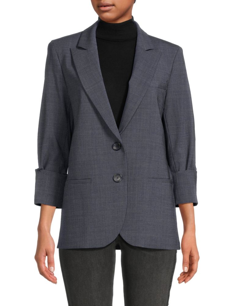 Текстурированный пиджак-бойфренд из смеси натуральной шерсти Twp, цвет Midnight