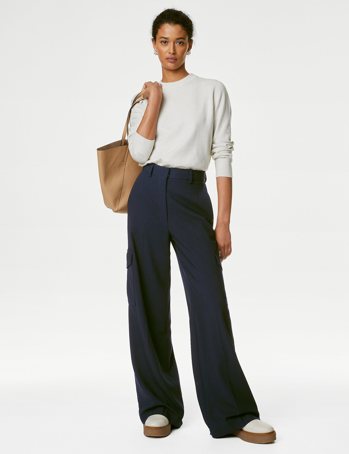 

Широкие брюки карго Marks & Spencer, темно-синий